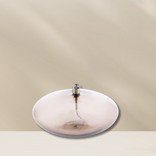 Disc Olielamp van Peri Living, champagnekleurig glas,  Ook verkrijgbaar in de maten s en m. Verkrijgbaar bij BloomFever.