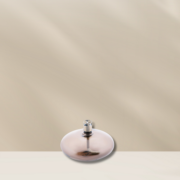 Disc Olielamp van Peri Living, champagnekleurig glas,  Ook verkrijgbaar in de maten m en L. Verkrijgbaar bij BloomFever.